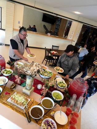 Taco Festival buffet overview at a Santa Anita Park celebration